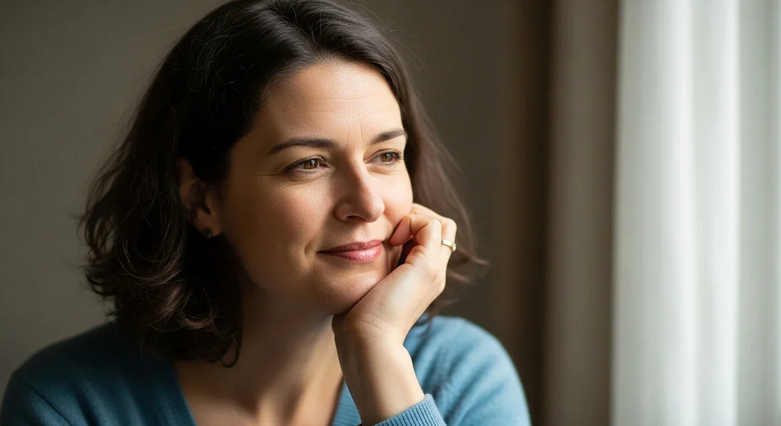 Femme sereine traversant la périménopause avec lucidité et équilibre hormonal